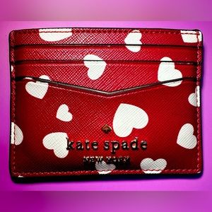 Kate Spade Staci Heart Pop Printed Boxed Small Card Holder K5107 600 Red